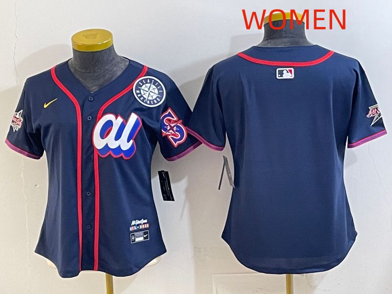 Women 2025 Seattle Mariners Blank Drak Blue All star Nike MLB Jersey style 08